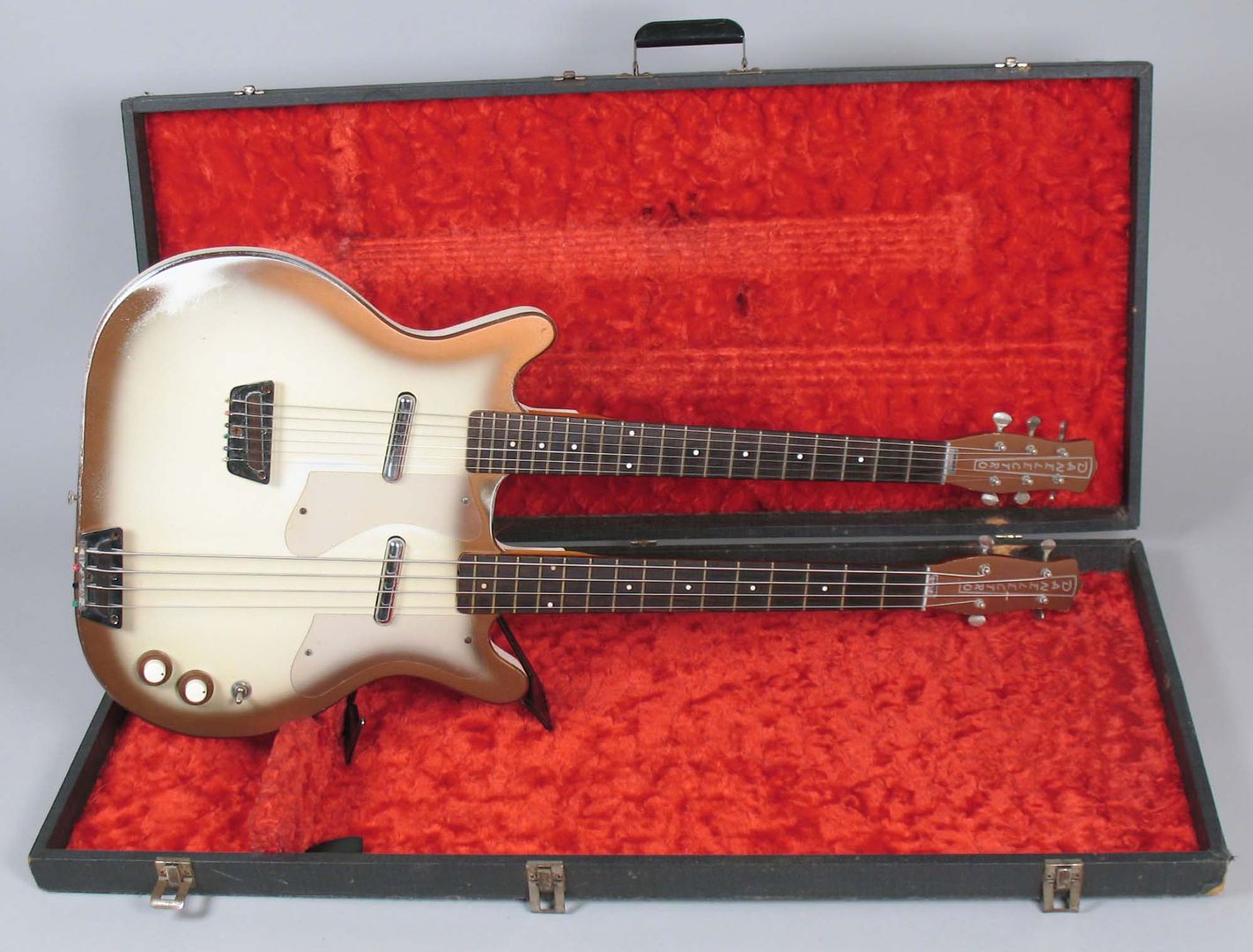 1964 Danelectro Double Neck Model 3923 Guitar & Bass with Case